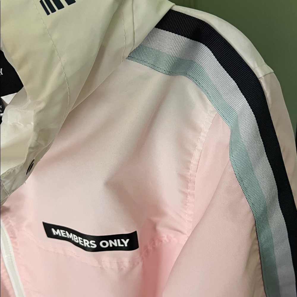 MEMBERS ONLY Oversized Ombré Track Stripe Sleeve Hooded Lightweight Long Jacket - Picture 5 of 5